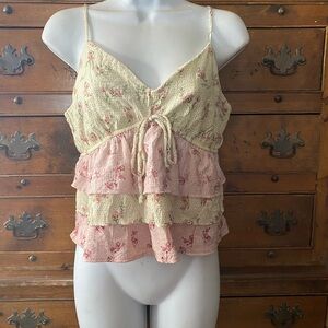 (A25) Woman’s Floral Tiered Ruffle Camisole Size L by Sienna Sky